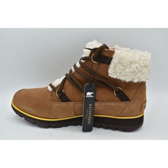 Sorel Womens Size 9 Harlow Lace Velvet Tan Blackened Brown Waterproof Boots - Picture 4 of 12